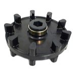 004-108-21 | Yamaha sprocket. Pitch 2.52, 9 teeth, front, hole .950 + .010. Hexagonal axle