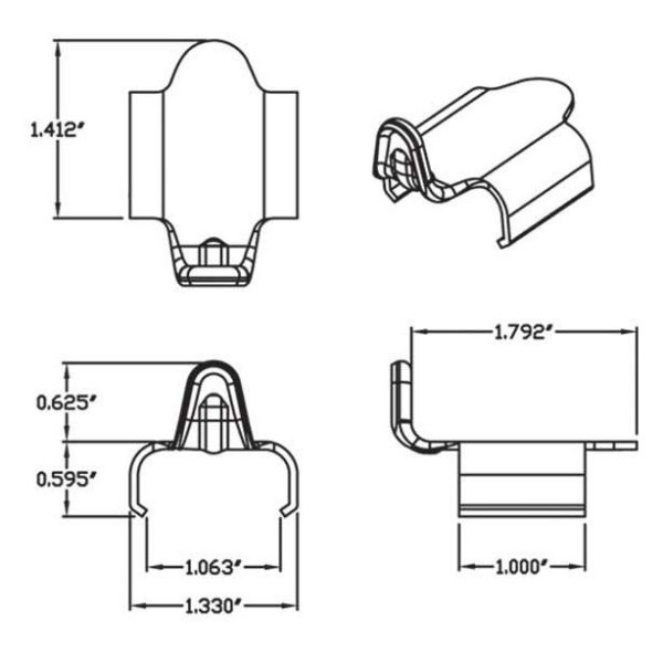 080-1510 | Track clip Guide A 1.00 x B 1.95 x C 1.00x D 0.70 Dimensions